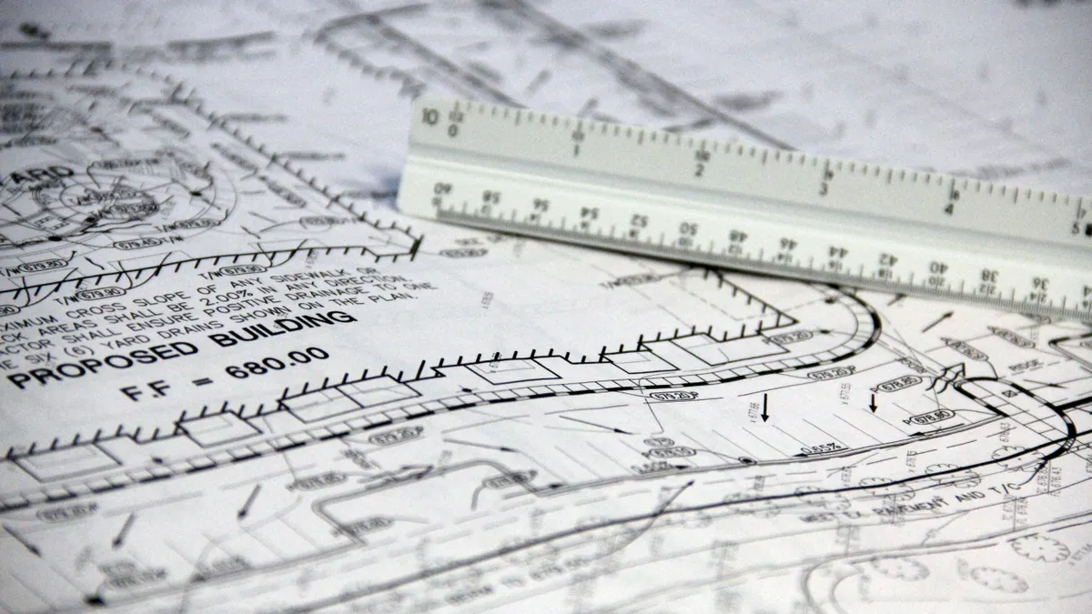 How to Plan a Trench for Future Utility Upgrades Site plan drawing with a ruler across it